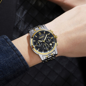 Reloj cronógrafo redondo para hombre, reloj de pulsera de lujo de acero inoxidable, reloj de cuarzo resistente al agua 30M - Product Image 3