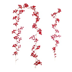 Guirlande de baies rouges artificielles Deok-sun pour Noël, 1,8-1,9 m, décoration florale en soie pour la maison, les mariages et l'extérieur - Product Image 3