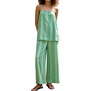 Women 2 Piece Striped Lounge Set Sleeveless Camisole Top Wide Leg <b>Pants</b> Matching Loose Beach <b>Summer</b> Casual Wear - Product Image 1