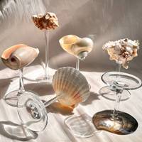 Verre à Vin Coquillage Conque, Verres à Martini, Gobelet, Verre à Cocktail, Vaisselle, Verres à Pied pour Anniversaire, Mariage, Plage