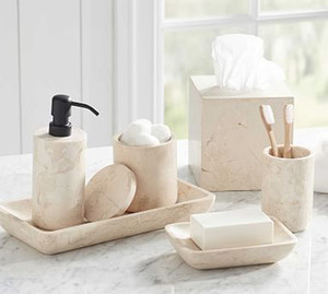 Luxury Yellow Resin Bathroom <b>Set</b> 5 Piece <b>Soap</b> Dispense Frost Marble Effect Polyresin Bathroom Accessories <b>Set</b> for Home Decor - Product Image 6