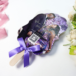 Độc đáo Fan Shape chương trình đám cưới tùy chỉnh Menu lời mời đám cưới với hai mặt in ấn - Product Image 6