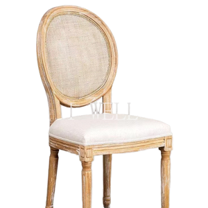Ghế ăn cổ điển hiện đại kiểu Pháp, bọc vải, lưng tựa mây, đệm ngồi, chất liệu gỗ, thích hợp cho nhà hàng, khách sạn, quán cà phê, sử dụng trong nhà - Product Image 4