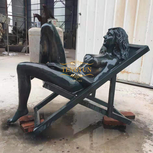 Estatua de dama desnuda de bronce fundido de color verde esculturas de arte de desnudos eróticos a la venta - Product Image 3