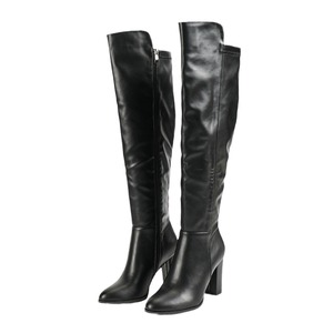 Botas Altas hasta la Rodilla para Mujer, Punta Puntiaguda, Tacón Grueso, Material PU, Cierre de Cremallera, Estilo Moderno para Otoño e Invierno - Product Image 4