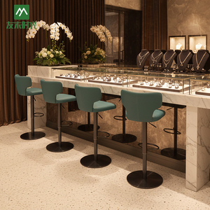 كرسي بار عصري من الفولاذ المقاوم للصدأ لمحل المجوهرات، مكتب استقبال ذهبي قابل لتعديل الارتفاع ودوار - Product Image 2