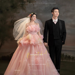 Floral Wedding Dress Ball Gown Strapless Empire Waist Tulle Pink For Photography - Product Image 5