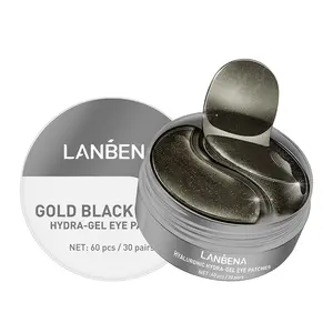 Lanbena 30 Paar Goud Zwarte Hydra-Gel Oogpleisters Hydraterende Hydraterende Gladmakende Aanscherping Oogzakken Overtollig Vet Verwijderen Masker