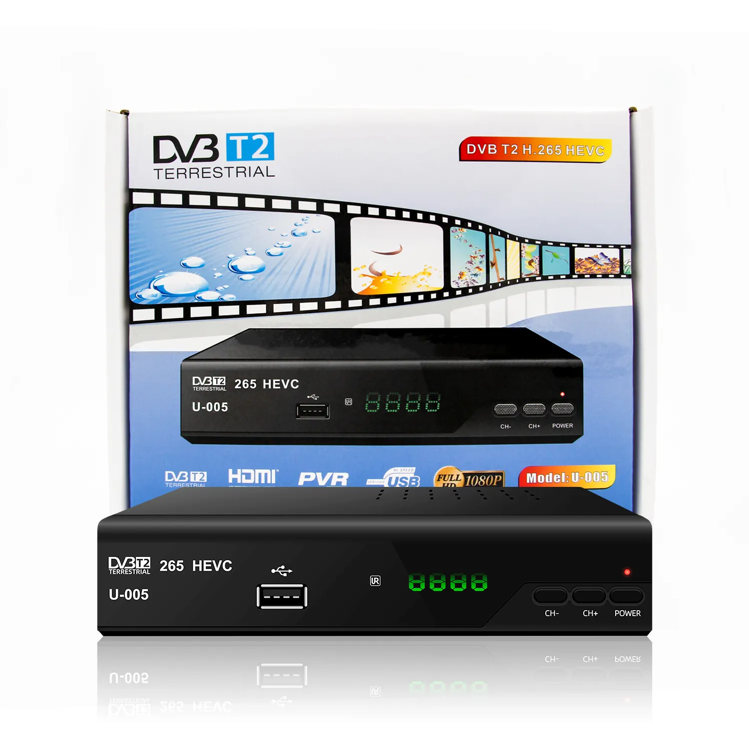 10Bits H.265 Dvb T2 Digital STB Tv Box untuk Italia dan Perancis Dvb T2 Tuner Decoder