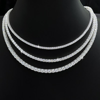 Collier tennis en moissanite couleur D VVS1 pour hommes et femmes, en argent sterling S925, chaîne à maillons sertie de diamants, testée au diamant, certifiée GRA