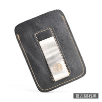 Mode mince en cuir véritable pince à billets Mini portefeuille hommes fente pour carte de crédit factures minces pince à billets en métal pour homme porte-monnaie