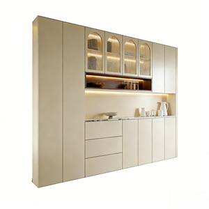 Cuisine modulaire moderne style crème sans poignées, portes en PVC, éclairage LED, évier inclus, taille personnalisable pour l'Australie - Product Image 2