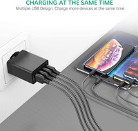 Fabricant OEM personnalisé, prise EU, adaptateur de charge rapide 54W 4 ports USB a QC3.0, 2.4A, alimentation pour téléphone portable, chargeur mural