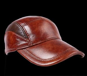 A020701 Gorra de Béisbol de Cuero Vacuno Genuino para Hombre, Estilo Informal, Transpirable e Impermeable, Gorra Cálida de Invierno para Uso en Exteriores y Negocios - Product Image 4