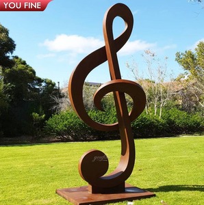 Sculpture <span class=keywords><strong>de</strong></span> notes <span class=keywords><strong>de</strong></span> musique Corten abstraite moderne en métal pour l'extérieur - Product Image 1