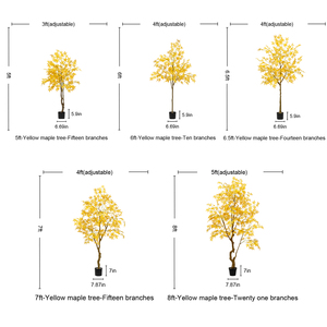 Cây nhân tạo nhiều màu sắc, cây phong nhân tạo chất lượng cao trong chậu, cây giả mô phỏng, cây xanh, cây giả màu đỏ vàng - Product Image 5