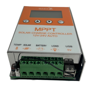 Bộ điều khiển sạc năng lượng mặt trời MPPT di động <span class=keywords><strong>10A</strong></span> 20A với cổng USB và màn hình hiển thị năng lượng pin LCD, tương thích với tấm pin mặt trời <span class=keywords><strong>12V</strong></span> 24V - Product Image 1