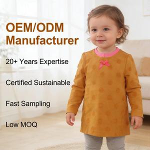 Camiseta de Algodón Personalizada para Bebé con Diseño Jacquard de Puntos, Manga Larga, para Niños Pequeños, Marca Privada - Product Image 1