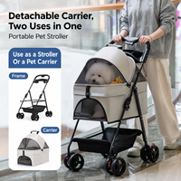 Poussette pliable 2-en-1 pour animaux de compagnie, siège auto détachable, chariot pour chien et chat 360° °   Roues avant pivotantes, freins arrière doubles, personnalisé