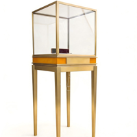 Présentoir à bijoux moderne en bois, vitrine autoportante en verre avec éclairage LED pour boutiques de détail
