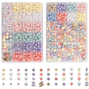 Lot de 24 grilles de perles pastel en acrylique, alphabet, étoiles et cœurs, pour la fabrication de bijoux DIY (bracelets et colliers) - Product Image 1