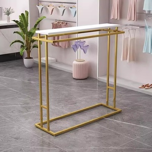 Großhandel Gold-Präsentationsregal Möbel Bekleidungsgeschäft Kleiderständer Ausstellungsregal mit Holz - Product Image 4