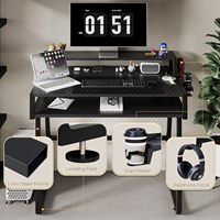 Bureau de jeu de haute qualité avec éclairage LED, table d'ordinateur ergonomique avec porte-gobelet et crochet pour casque, idéal pour le bureau à domicile ou les gamers