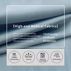 Tendencias 2025 Precio de Fábrica Uniforme Médico Elástico con Bolsillo Cargo para Mujer Conjunto de Pijama Sanitario para Clínica de Mascotas Uniforme Médico Azul Marino y Blanco - Product Image 6