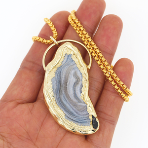 Agate blanche brute Druzy <span class=keywords><strong>Geode</strong></span> pendentif 18K plaqué or cristal guérison bijoux bricolage accessoire <span class=keywords><strong>trouver</strong></span> - Product Image 4