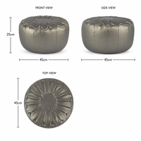 Pouf/tabouret ottoman rond en cuir PVC gris sidéral brodé marocain, fabrication sur mesure professionnelle, fabricants de poufs