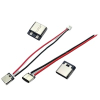 Konektor Wanita Tipe C 2P Terminal PH20 Sederhana Tipe Solder DIY Kabel Dua Inti Pengisian Daya Soket Port USB-C Model ZK5582 3Cm/10Cm