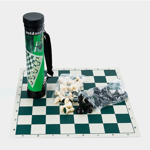 Set di Scacchi <span class=keywords><strong>da</strong></span> Viaggio Ecologico e Durevole, Scacchiera Pieghevole in Plastica e Pelle 50x50cm, <span class=keywords><strong>Gioco</strong></span> di Scacchi Bianco e Nero - Product Image 2