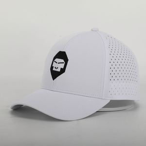 Gorra Deportiva Blanca de 6 Paneles Personalizada con Perforaciones Láser, Gorra de Béisbol Bordada Impermeable para Hombre - Product Image 1