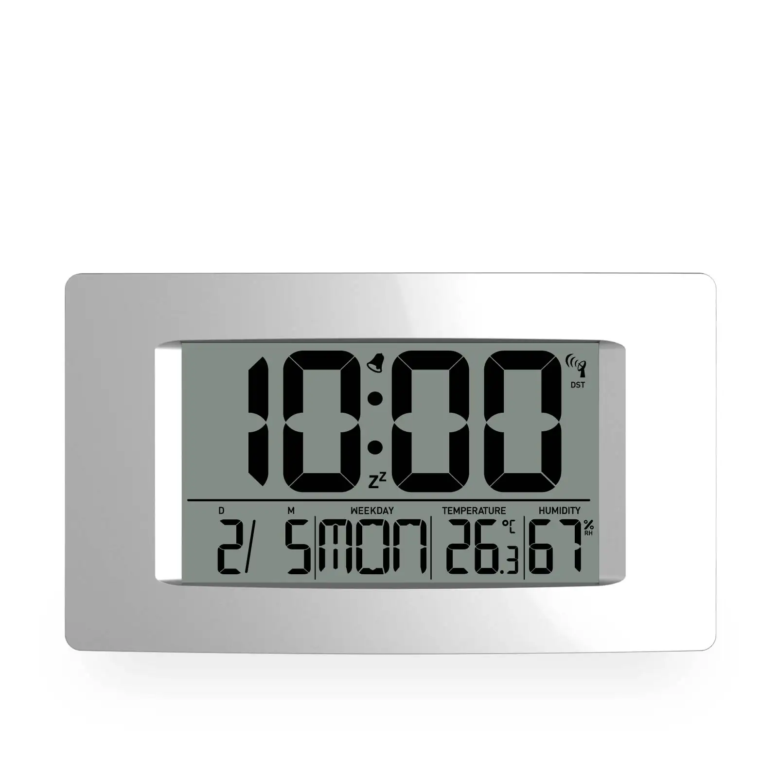EWETIME Wall Clock Digital with Humidity and Temperature Digital Calendar Alarm Day Clock Square Indoor American Style CE /ROHS