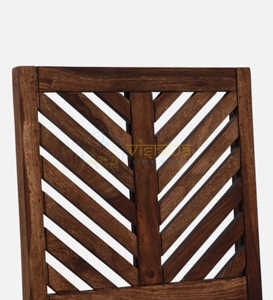 Artisan Sheesham Wood <b>Dining</b> <b>Chair</b> with Chevron Slatted Backrest and Cushioned Seat <b>Rustic</b> Modern Furniture <b>Chair</b> Accent Seating - Product Image 6