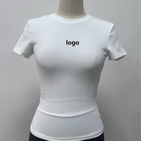 Kaos Ketat Wanita Model Crop Top Lengan Pendek untuk Pilates dan Fitness, Ringan, Bernapas, Cocok untuk Musim Panas