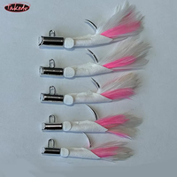 TAKEDO HT01 Hameçon de pêche en mer électroplaqué en peau de daim, hameçon à plumes, hameçon de jigging pour gros gibier, requin, thon