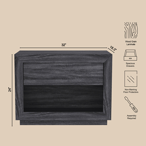 Comodino in grigio antracite 32x18,3x24 pollici con cassetto portaoggetti per camera da letto - Product Image 4
