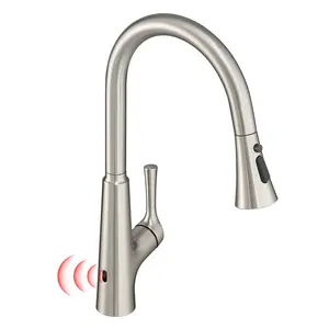 Sensor Kitchen Faucet New Modern Ceramic Hot Cold Water Mixer Polished Basin Faucets Style Brushed Nickel 304 Stainless Steel