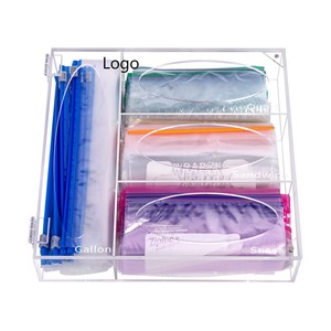 Acrylic Transparent Ziplock Bag Storage Organizer Baggie Organizer Plastic Bag Dispenser Holder