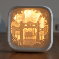 Lampe LED tactile rechargeable de haute qualité pour décoration intérieure, boîte lumineuse personnalisée en papier découpé, veilleuse