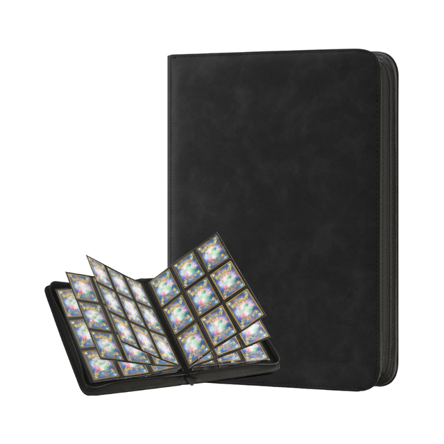 Premium PU Leather 9 Pocket Trading Card Binder 360 540 Page Capacity Black Custom Logo Folder Pattern with Free Sample