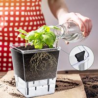 Pot de fleurs transparent pour jardin, pot à plantes en plastique auto-arrosant, pots transparents pour plantes d'intérieur