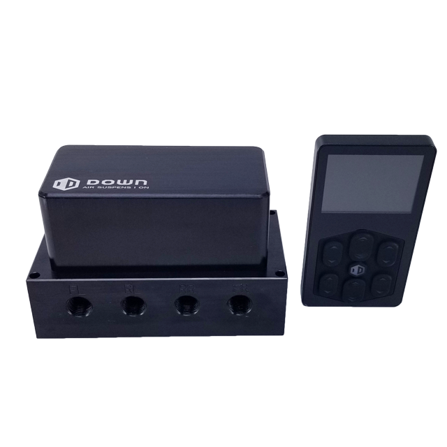DOWN Brand Controller Air Suspension Management System with Mobile App Settings and Controls.
