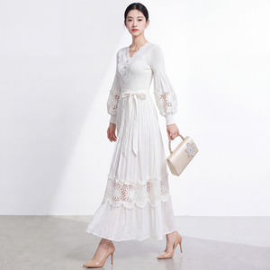 Robe plissée vintage grande taille pour femme, à volants cascade, moderne, haut de gamme, pour soirée, nouvelle collection automne 2026, style américain, best-seller - Product Image 3