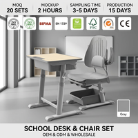 Ensemble de bureau et chaise d'école pliables et inclinables, table d'étude réglable pour la sieste, structure en métal MDF 18 mm, mobilier de classe