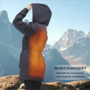 Damen wasserdichte beheizte Winterjacke warmer Schneemantel Reißverschluss gestrickter Stoff winddicht Fitness Outdoor Sport Erwachsene