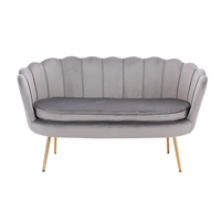 Canapé de Chambre Style Nordique Velours Rose Personnalisable Deux Places Confortable avec Pieds Dorés
