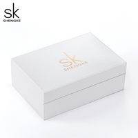 Montre à Quartz Créative SHENGKE, Ensemble de Bijoux de Luxe de Haute Qualité, Coffret Cadeau, Montre-Bracelet, Boucles d'Oreilles, Collier pour Femme