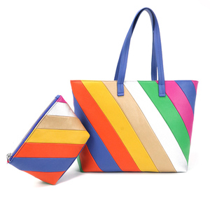 PU Leather Colorful Tote Set Women's Shoulder Bag Handbag Classic Handbag and <b>Wallet</b> - Product Image 2
